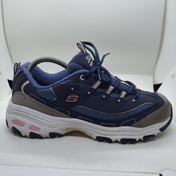 Skechers D’Lites Navy Blue Gray Shoes Sneakers 11947W Womens Size 11 Wide Damage - Picture 5 of 13